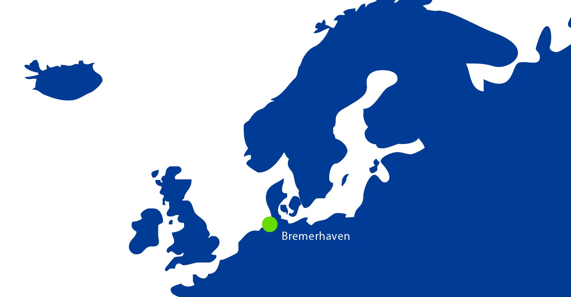 Map of Europe pinpointing city of Bremerhaven 
