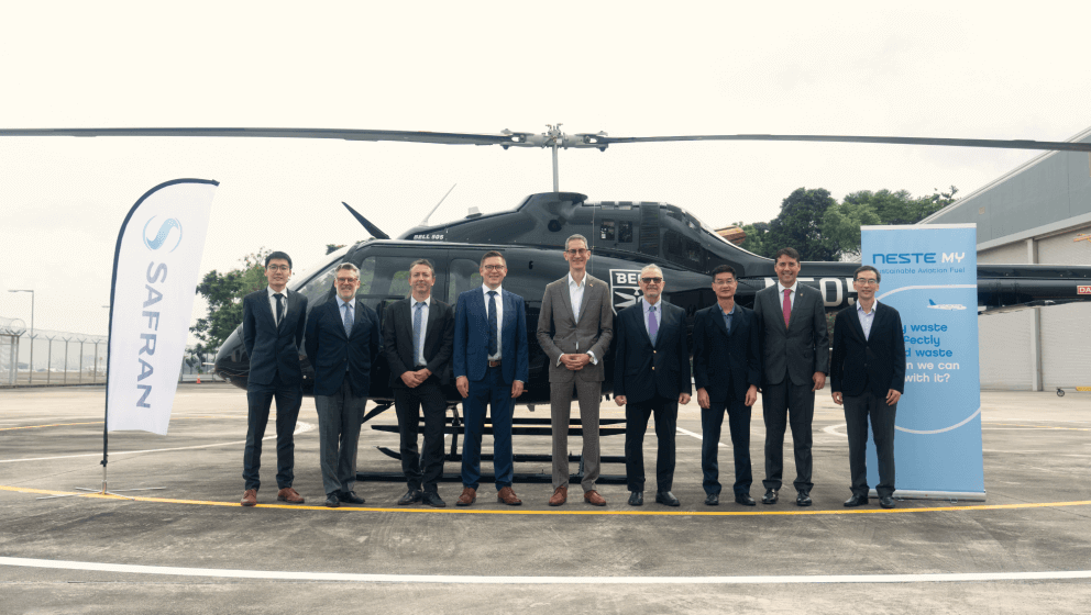 Southeast Asia’s first helicopter flight using sustainable aviation fuel takes off from Seletar Airport in Singapore